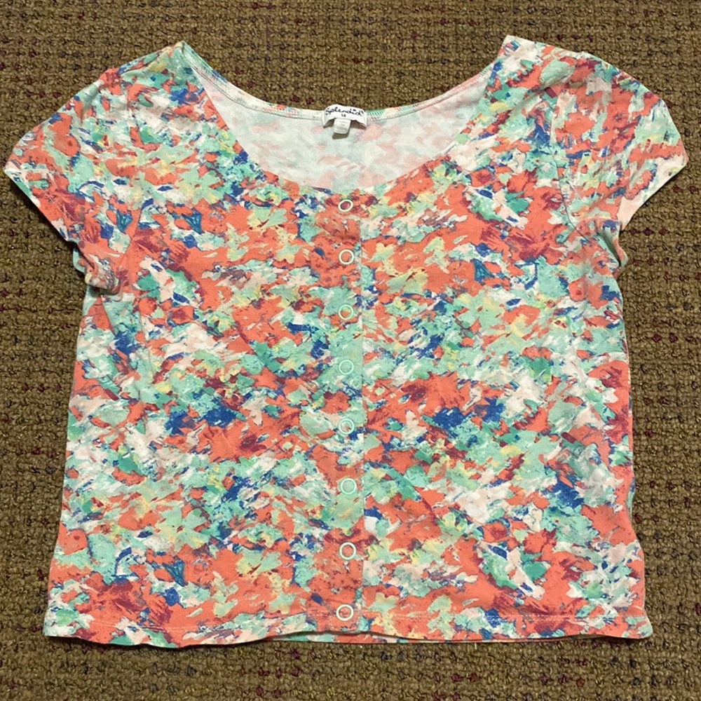 Colorful button up crop top